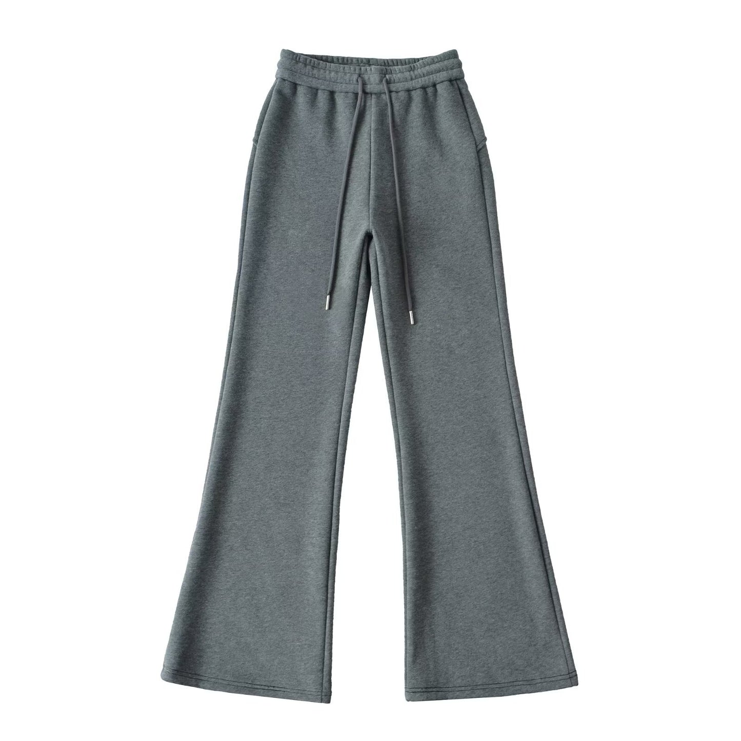 Wide Leg Sporty Warm-Up Pants for Women – Drawstring Elastic Waist Plush Pre-Game Basketball Pants | Commuter Style Flared Lounge Sweatpants