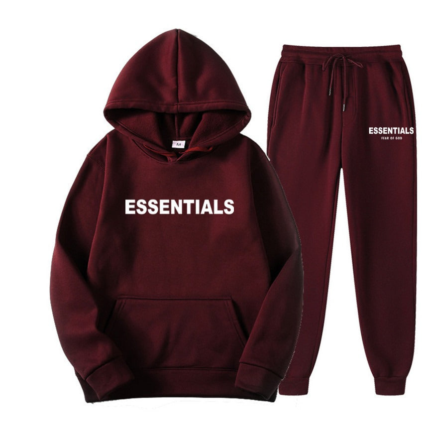 TikTok Viral Essentials-Style Hoodie Set – Oversized Streetwear Sweatsuit for Men & Women | High-Quality Pullover + Sweatpants Tracksuit ESSENTIALS couple suit sweatshirt men and women double line high street fashion brand autumn and winter two-piece suit