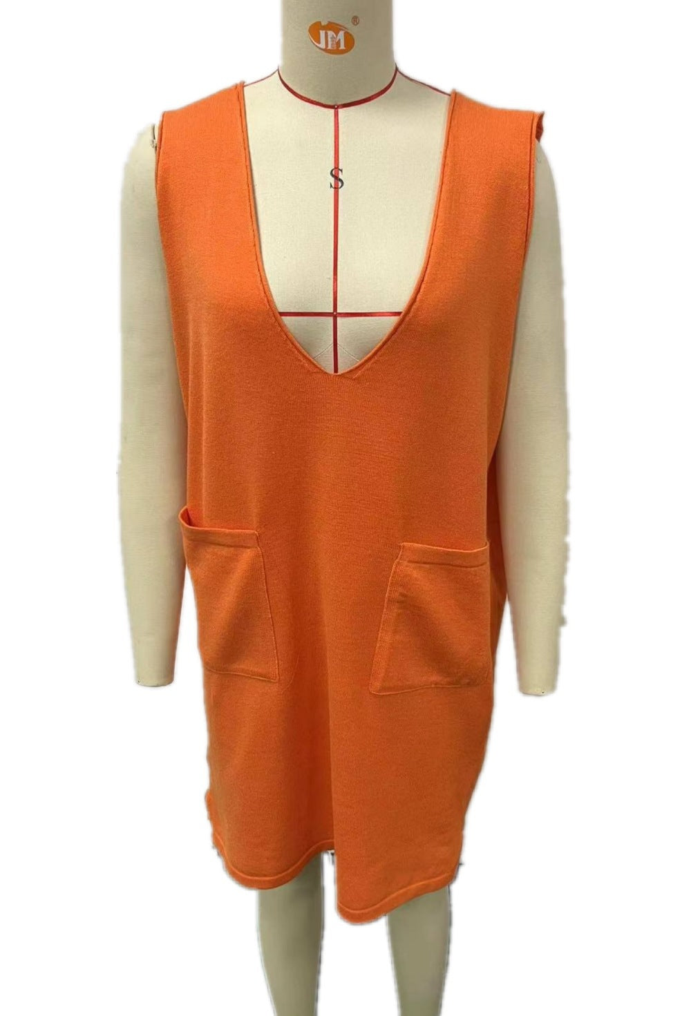 Knitted Medium Long Double Sided Vest Skirt Autumn/Winter  Solid Color Sleeveless Versatile Dress