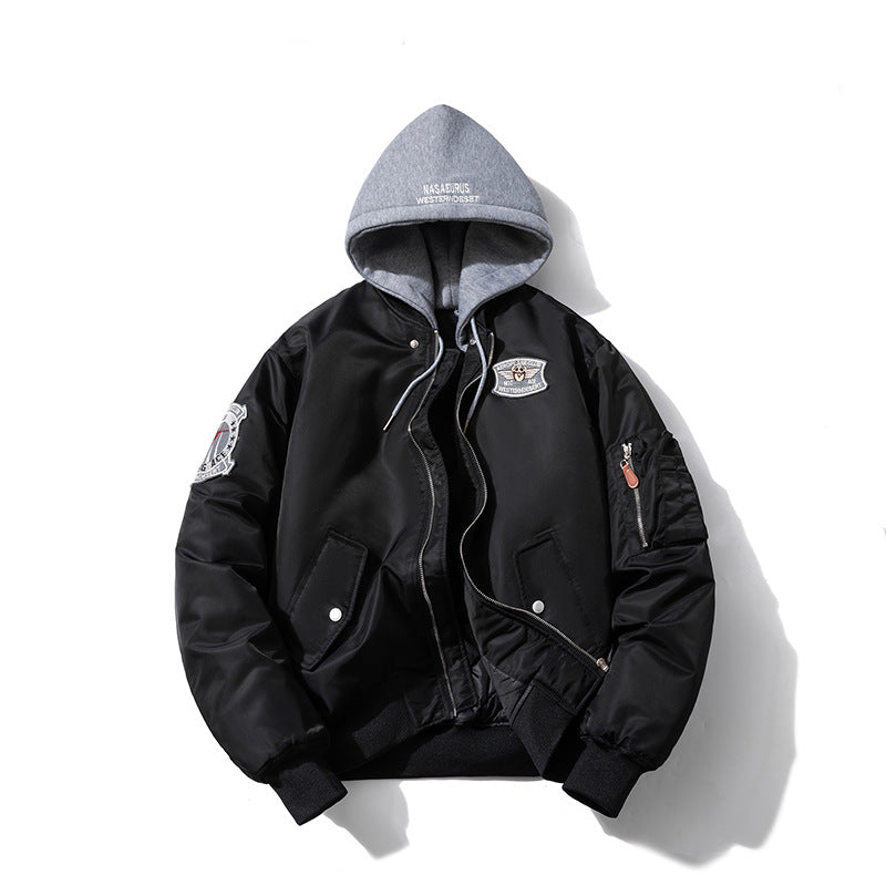 Retro Baseball Jacket unisex Padded Thickened Jacket Couples' Oversized Flight Jacket