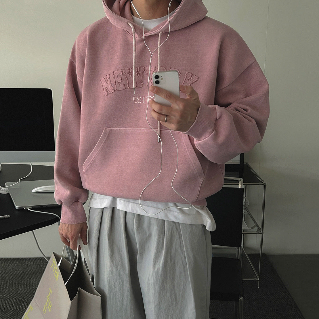 NY Oversized Letter Hoodie Unisex – Loose Fit Casual Streetwear Pullover Sweatshirt for Fall Winter, Trendy Everyday Comfort Hoodie