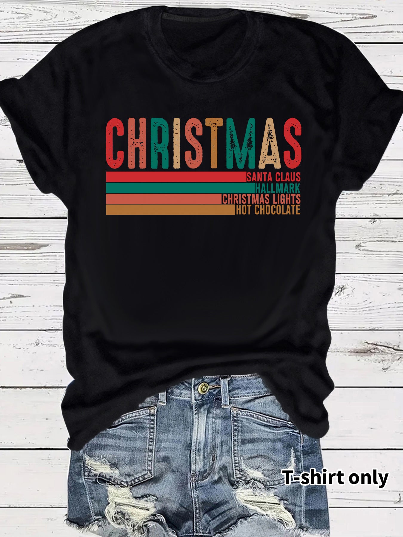Christmas Streetwear Graphic T-Shirt for Men & Women – Loose Fit Short Sleeve Holiday Tee, Festive Letter Print Casual Round Neck Christmas Outfit Top Christmas Party Tee