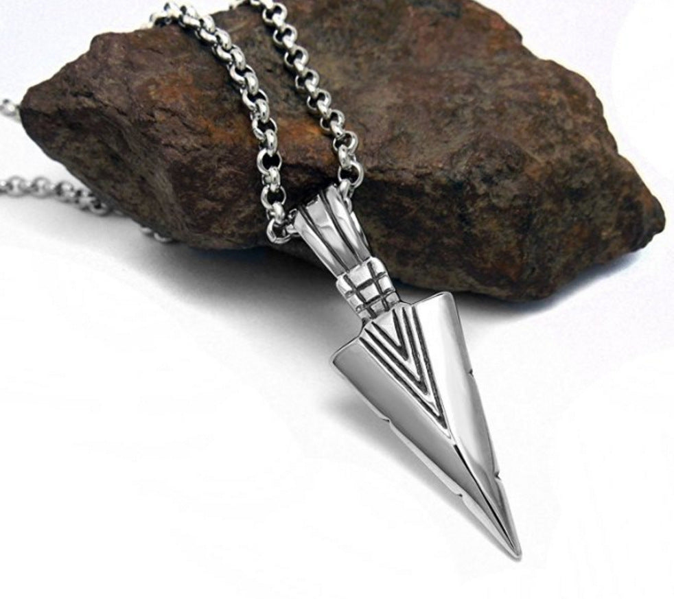 Korean Arrow Necklace | Stainless Steel Pendant Short Keel Chain Men's Retro Jewelry