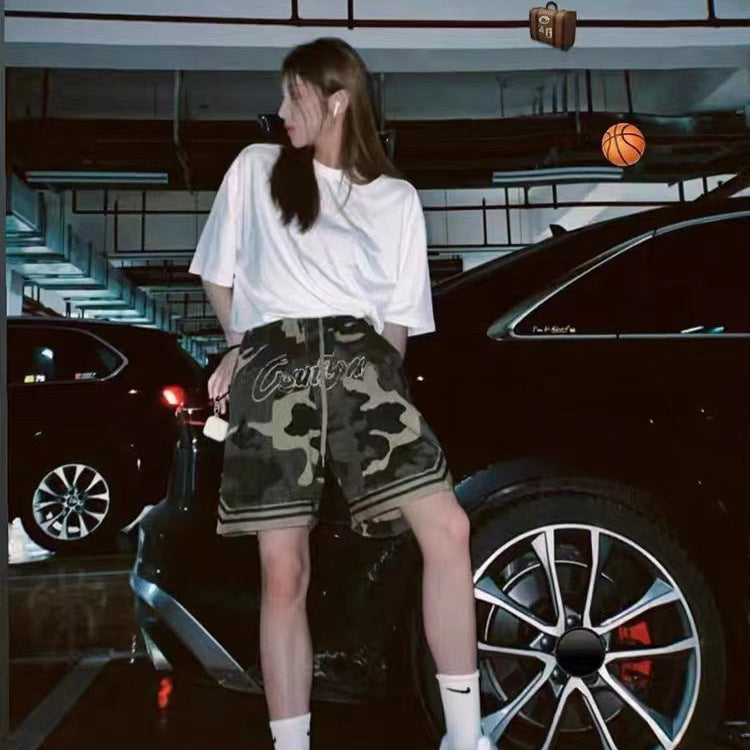 Camo Loose five point casual basketball sports pants