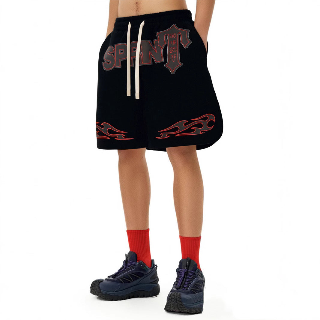 Sprint Basketball Shorts Letter Embroidery Athletic Shorts Unisex High Street Vibe Basketball Loose Five-Quarter Pants