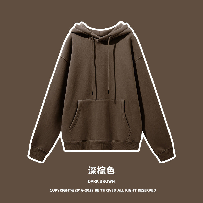 ML Neutral Trendy Neutral Colors Two Piece, Plush Thickened Hooded Solid Color Sweater Sweater Pants Trend Brand Hoodie Couple Suit