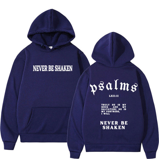 Trendy Unisex Christian Hoodie – “Never Be Shaken” Psalms Bible Verse Hoodie – Faith-Based Streetwear, Aesthetic Gospel Apparel, Inspirational Scripture Sweatsuit Top for Believers & Gifts