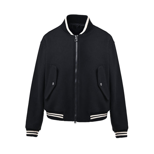 Bombastic Men’s Black Baseball Bomber Jacket – Lightweight Spring and Fall Streetwear Outerwear, Casual Polyester Zip-Up Jacket Short baseball jacket for men in spring and autumn styles