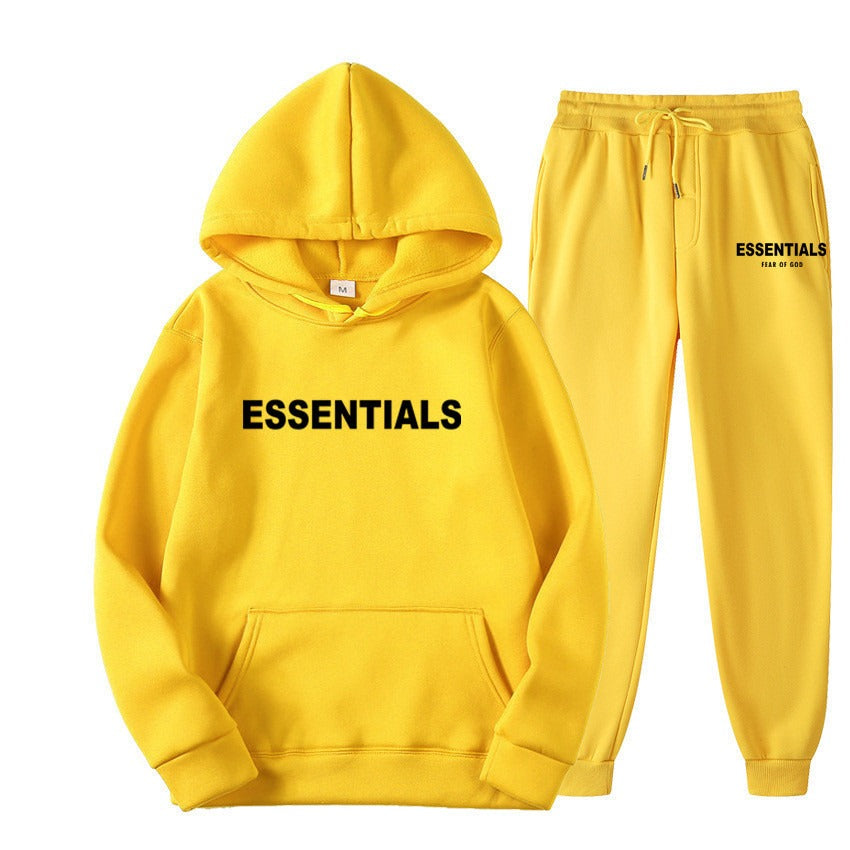 TikTok Viral Essentials-Style Hoodie Set – Oversized Streetwear Sweatsuit for Men & Women | High-Quality Pullover + Sweatpants Tracksuit ESSENTIALS couple suit sweatshirt men and women double line high street fashion brand autumn and winter two-piece suit