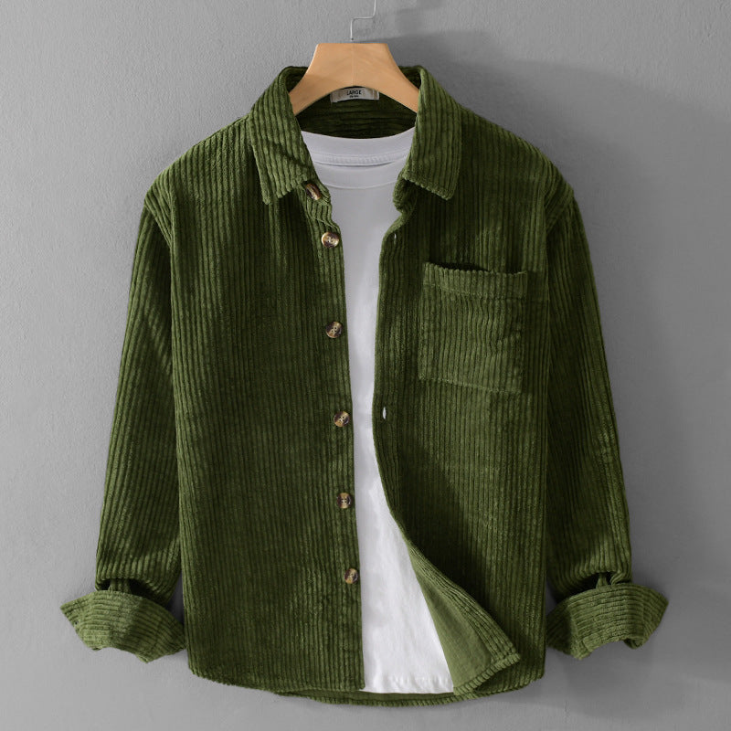 Trendy Men’s Corduroy Jacket Autumn and winter men's corduroy long sleeved shirt, simple, casual, trendy, retro, handsome men's shirt