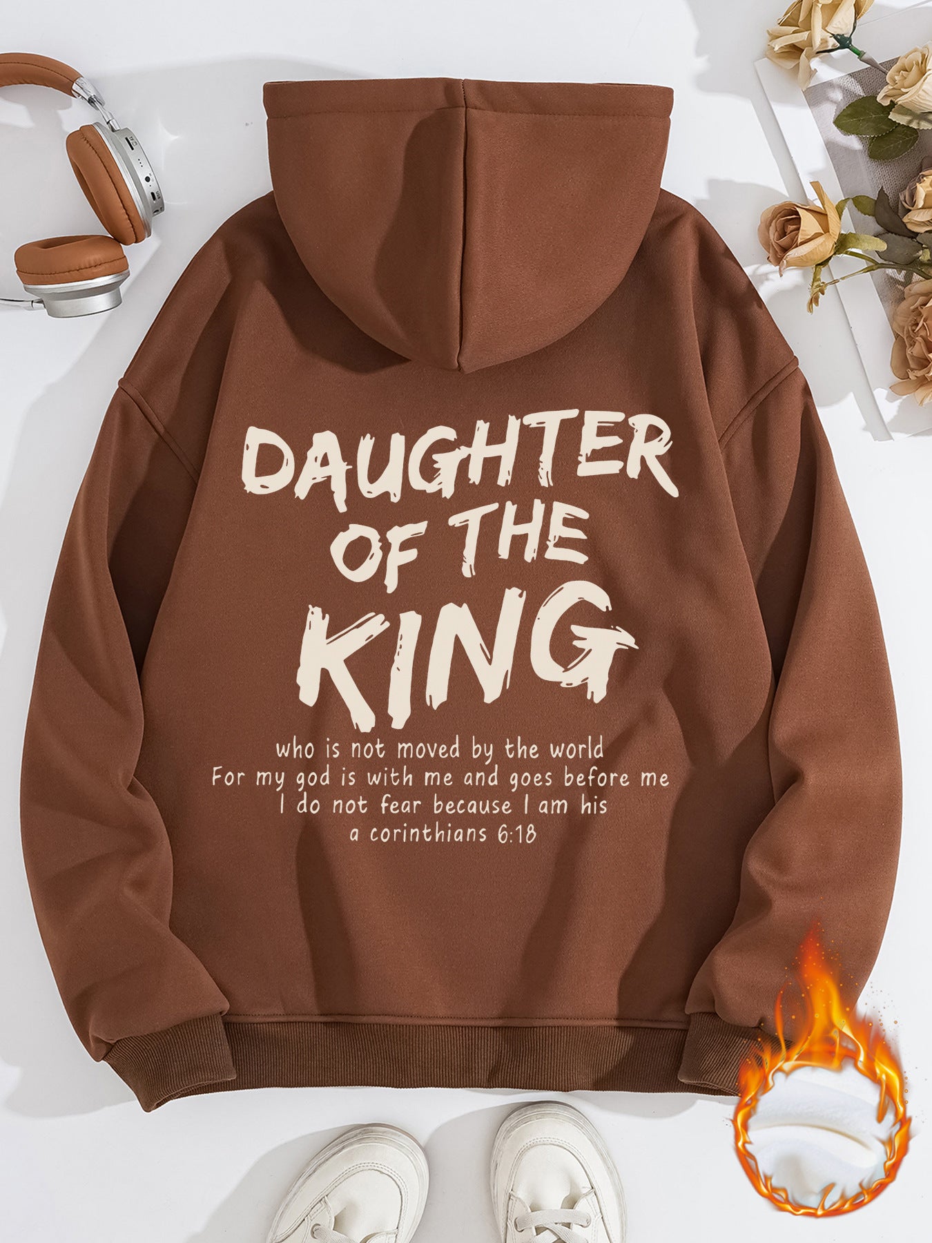 Daughter of the King Hoodie – Christian Women’s Fleece Sweatshirt | Faith-Based Kangaroo Pocket Hoodie | Inspirational Jesus Faith  Hoodie Daughter of the King Faith Based Kangaroo pocket hooded long sleeved fleece hoodie top