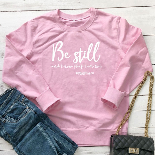 Be Still and Know Sweatshirt – Psalm 46:10 Christian Pullover | Women’s Faith Hoodie | Religious Comfort Crewneck | Spiritual Gift Be Still And Know That I Am God Pslam 46:10 Sweatshirts Women Religious Christian Hoodies Vintage Jesus Faith