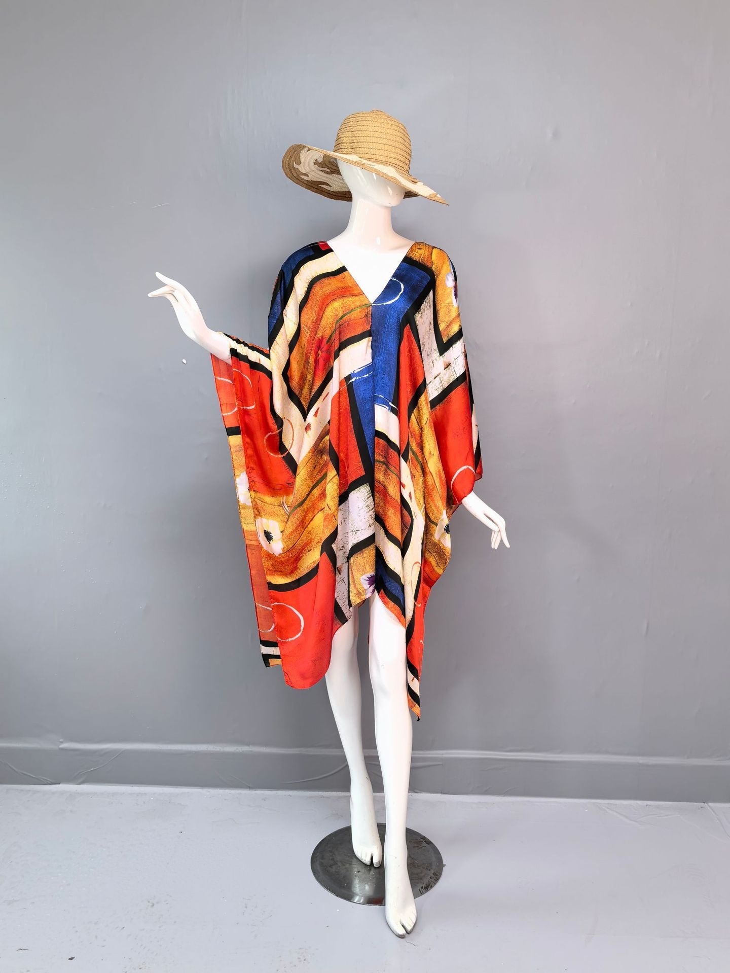 Sexy V-neck silk vacation house dress Moo Moo Muu Muu