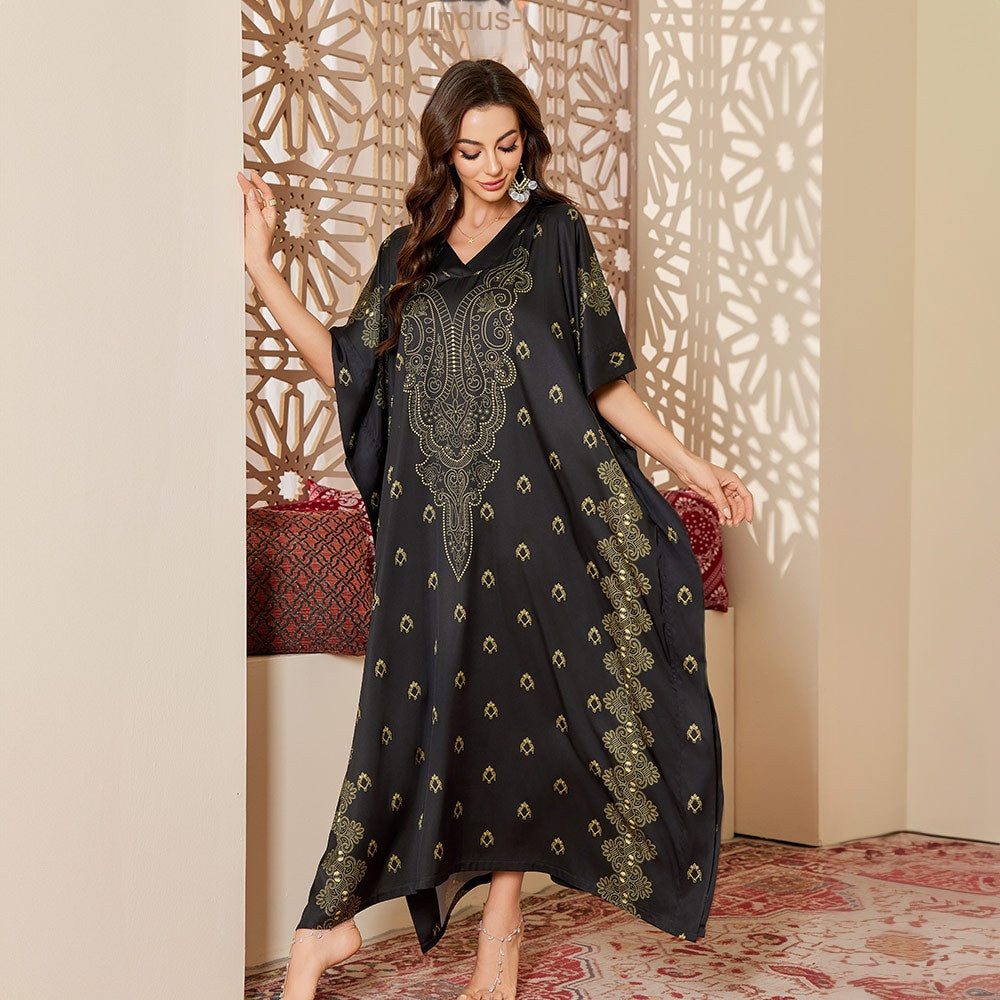 Exotic Comfortable  Style Moo Moo Printed Nightgown for Women Spring and Autumn Long Robe Elegant High-end Long Sleep Dress