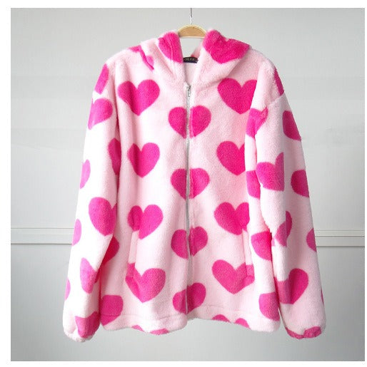 Women’s Teddy Bear Plush Hoodie – Cozy Thickened Winter Zip-Up Sweatshirt with Pockets | Soft Cartoon Bear Print Fleece Jacket | Viral Aesthetic Fall Sweater