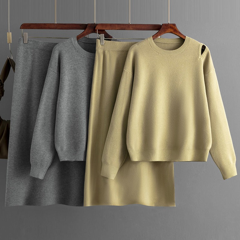 Nicola Sweater Skirt Set | Two Pieces Outfit Women Casual 2 Piece Knit Sweater Skirt Sets Knitted Women Clothing Career Set Office Set Travel Set