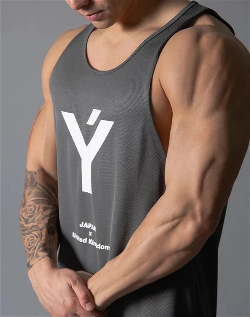 Weightlifting Gym Tank Top Bodybuilding Stringer Gym Sleeveless Undershirt Men Fitness Mesh Vest Sportswear Workout Tank Top