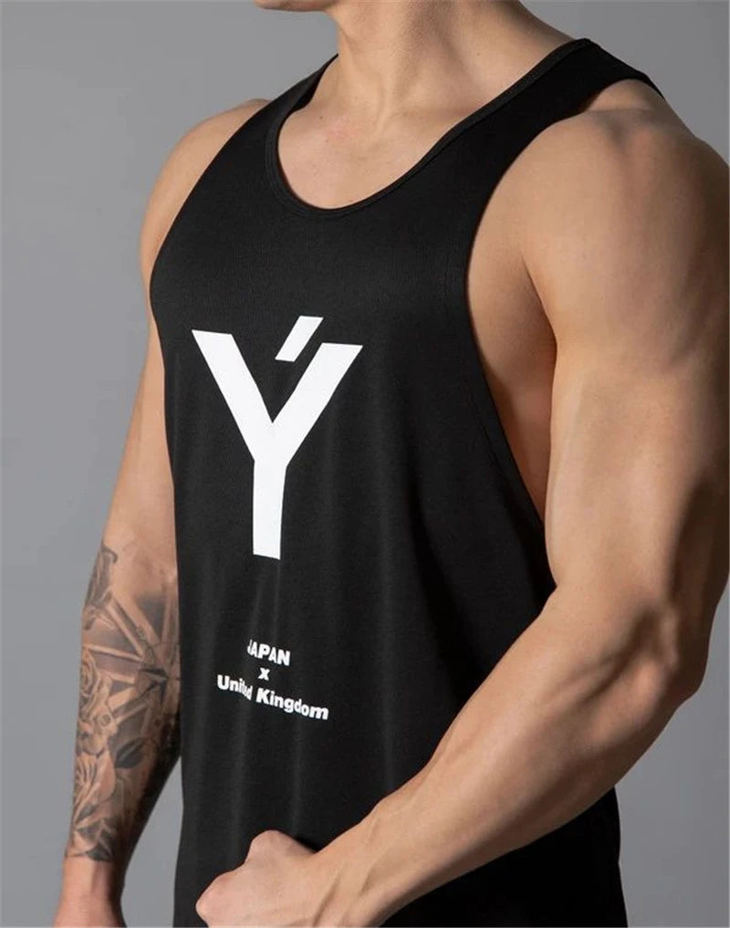 Weightlifting Gym Tank Top Bodybuilding Stringer Gym Sleeveless Undershirt Men Fitness Mesh Vest Sportswear Workout Tank Top