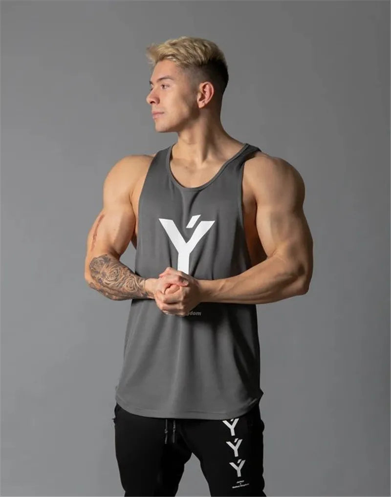 Weightlifting Gym Tank Top Bodybuilding Stringer Gym Sleeveless Undershirt Men Fitness Mesh Vest Sportswear Workout Tank Top