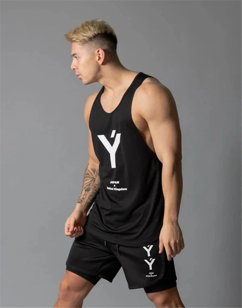 Weightlifting Gym Tank Top Bodybuilding Stringer Gym Sleeveless Undershirt Men Fitness Mesh Vest Sportswear Workout Tank Top