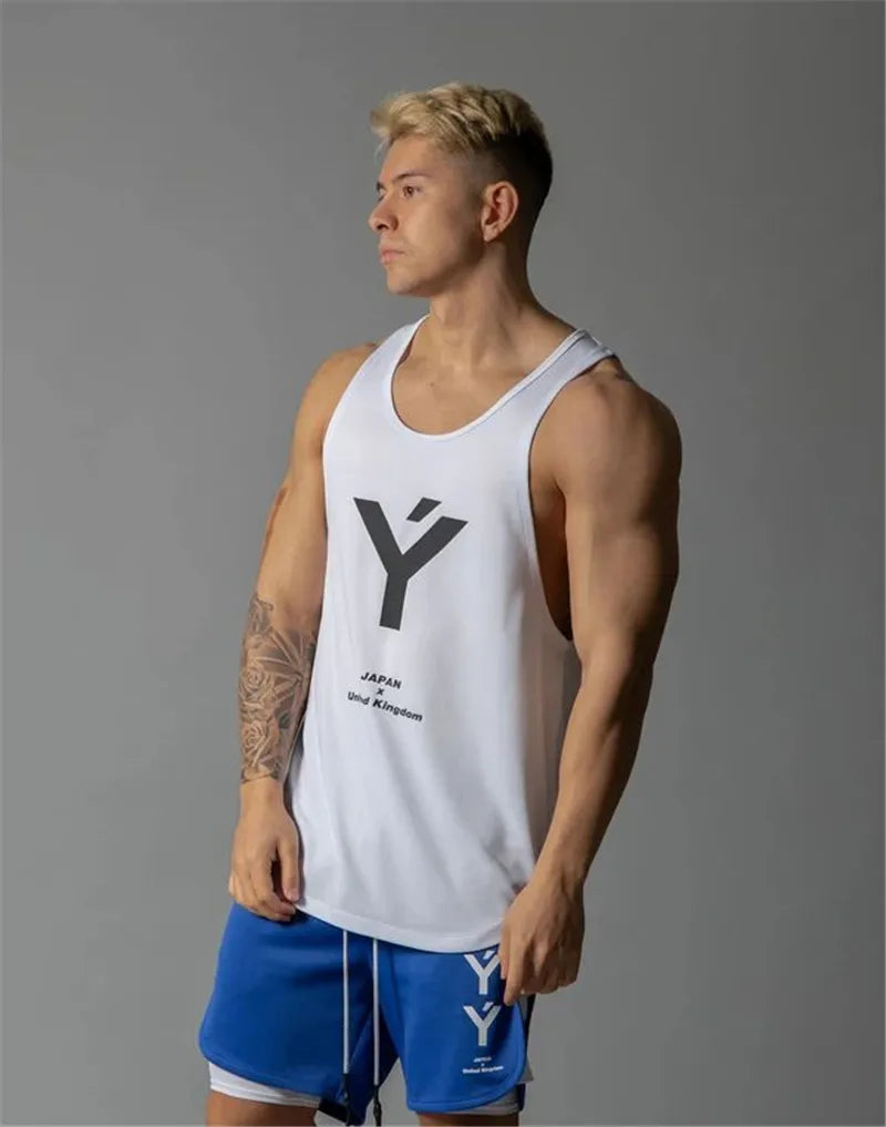 Weightlifting Gym Tank Top Bodybuilding Stringer Gym Sleeveless Undershirt Men Fitness Mesh Vest Sportswear Workout Tank Top