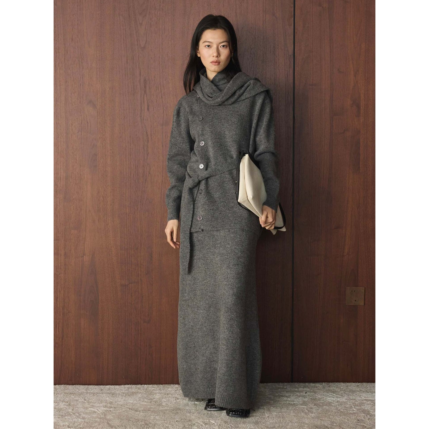 Retro Loose Knit Cardigan + Skirt Two-Piece Set Comfortable Fashion Women's Outfit