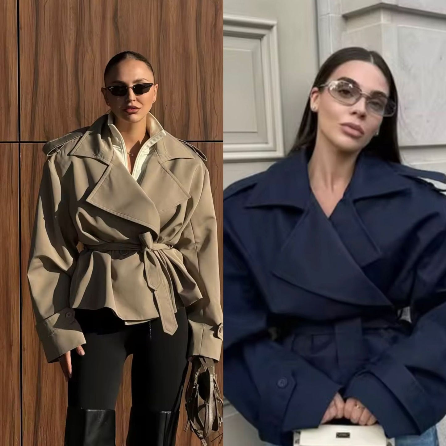 Women’s Oversized Belted Trench Coat – Loose Fit Turn-Down Collar Jacket for Fall & Spring | Chic Long Sleeve Layering Coat Casual Turn-down Collar Loose Trench Coat for Women