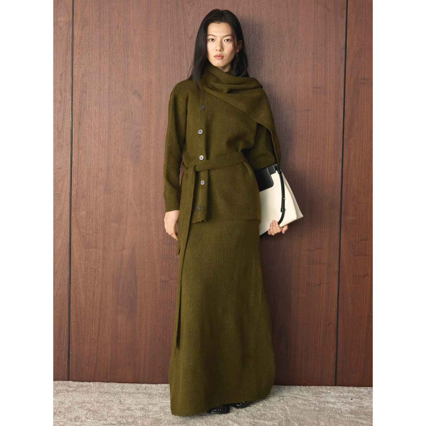 Retro Loose Knit Cardigan + Skirt Two-Piece Set Comfortable Fashion Women's Outfit