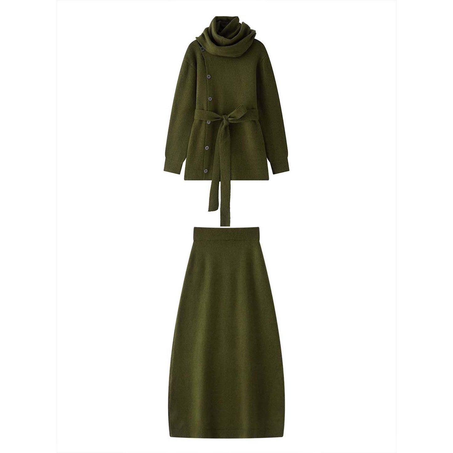 Retro Loose Knit Cardigan + Skirt Two-Piece Set Comfortable Fashion Women's Outfit