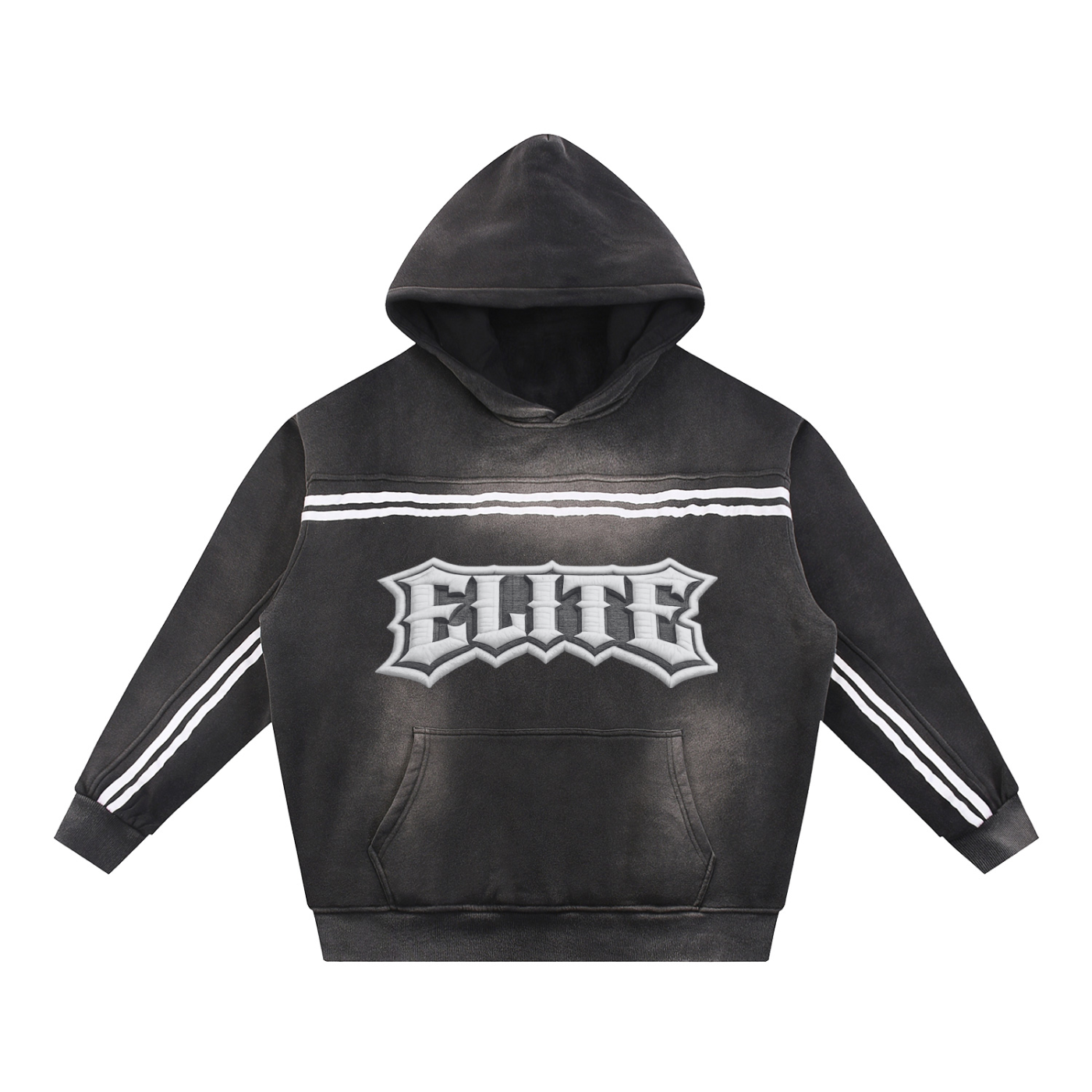 Elite Crowned Washed Oversized Hoodie for Men and Women – Heavyweight Streetwear Fleece Hoodie with Contrast Tape, Drop Shoulder, Winter Athleisure | Elite Crowned Sun Fade Contrast Tape Fleece Hoodie Trendy Viral Hoodie Christian Hoodie