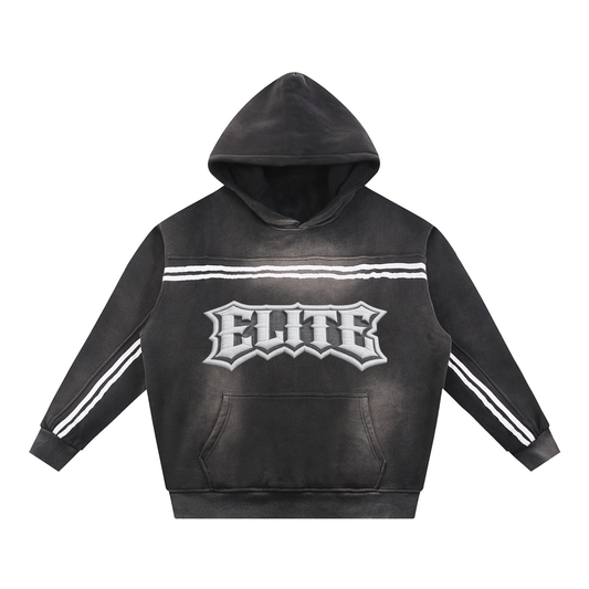 Elite Crowned Washed Oversized Hoodie for Men and Women – Heavyweight Streetwear Fleece Hoodie with Contrast Tape, Drop Shoulder, Winter Athleisure | Elite Crowned Sun Fade Contrast Tape Fleece Hoodie Trendy Viral Hoodie Christian Hoodie