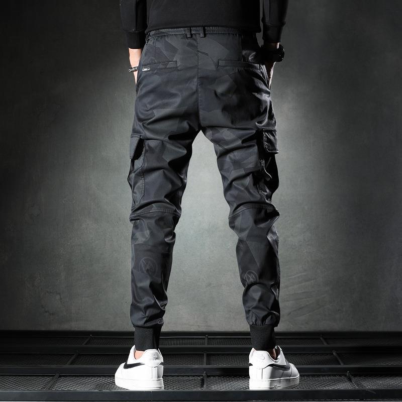 Men’s thin camouflage casual pants men's fashion brand 2021 new slim-fit elastic waist corset cargo long pants