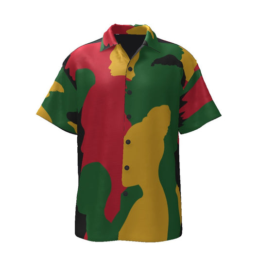 Afro - Caribbean Print Men's Streetwear Lapel Collar Shirt | Caribbean Shirt | African Colors Shirt - Mighty Lifestyle