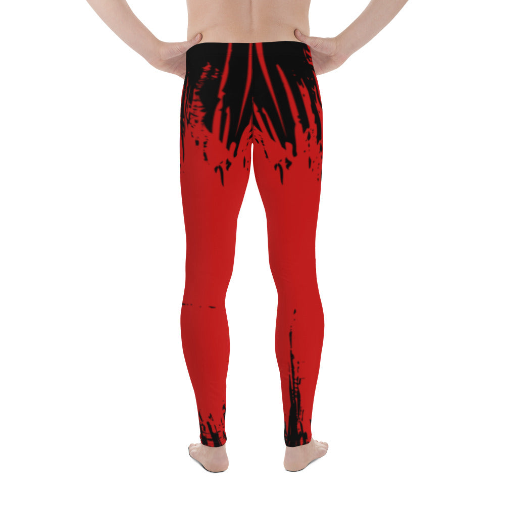 Red Black Print Meggings | Men's Leggings