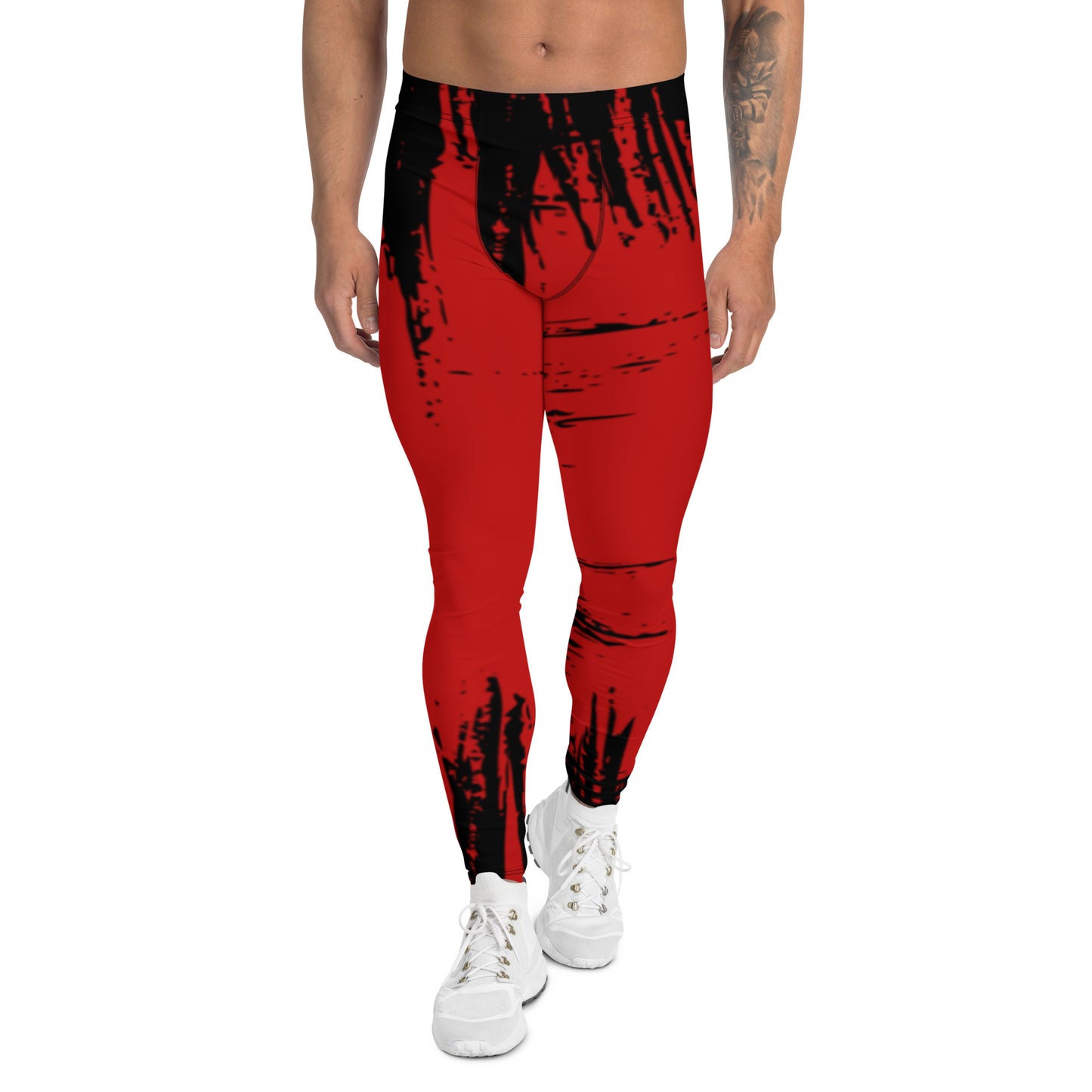 Red Black Print Meggings | Men's Leggings