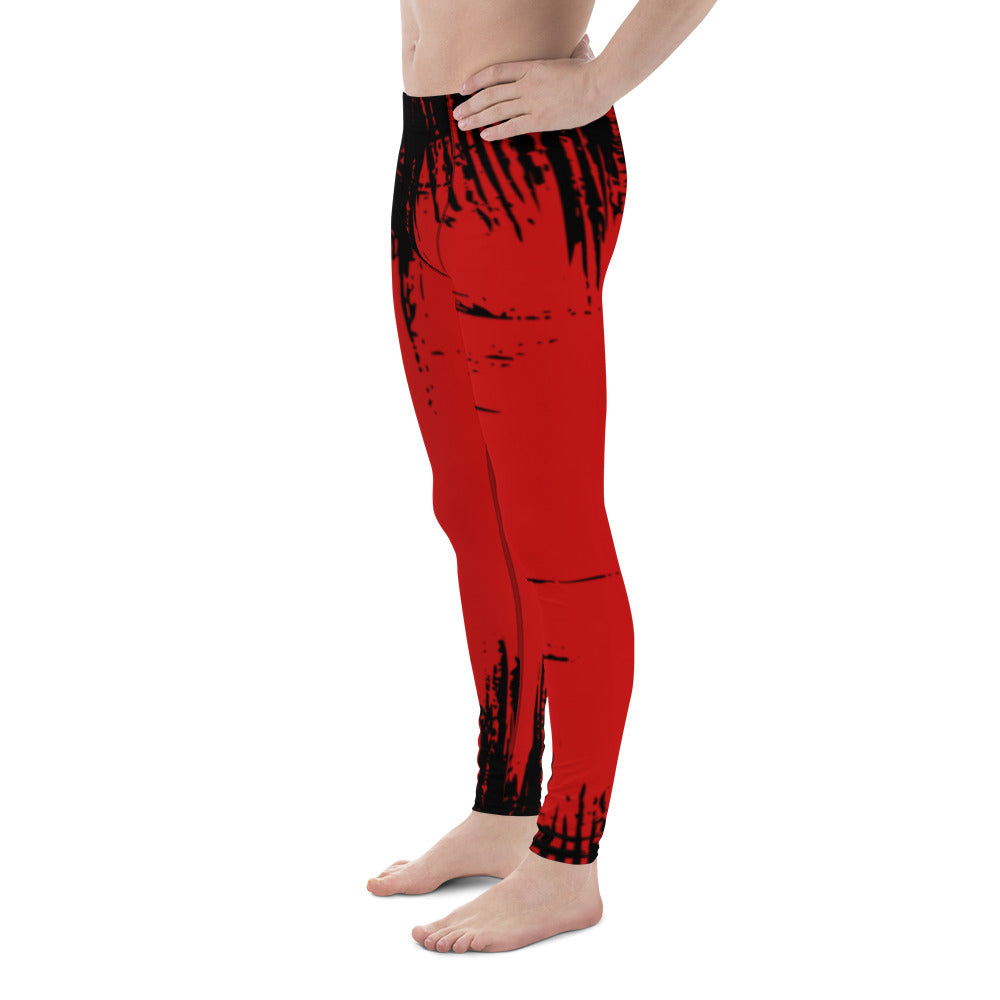 Red Black Print Meggings | Men's Leggings