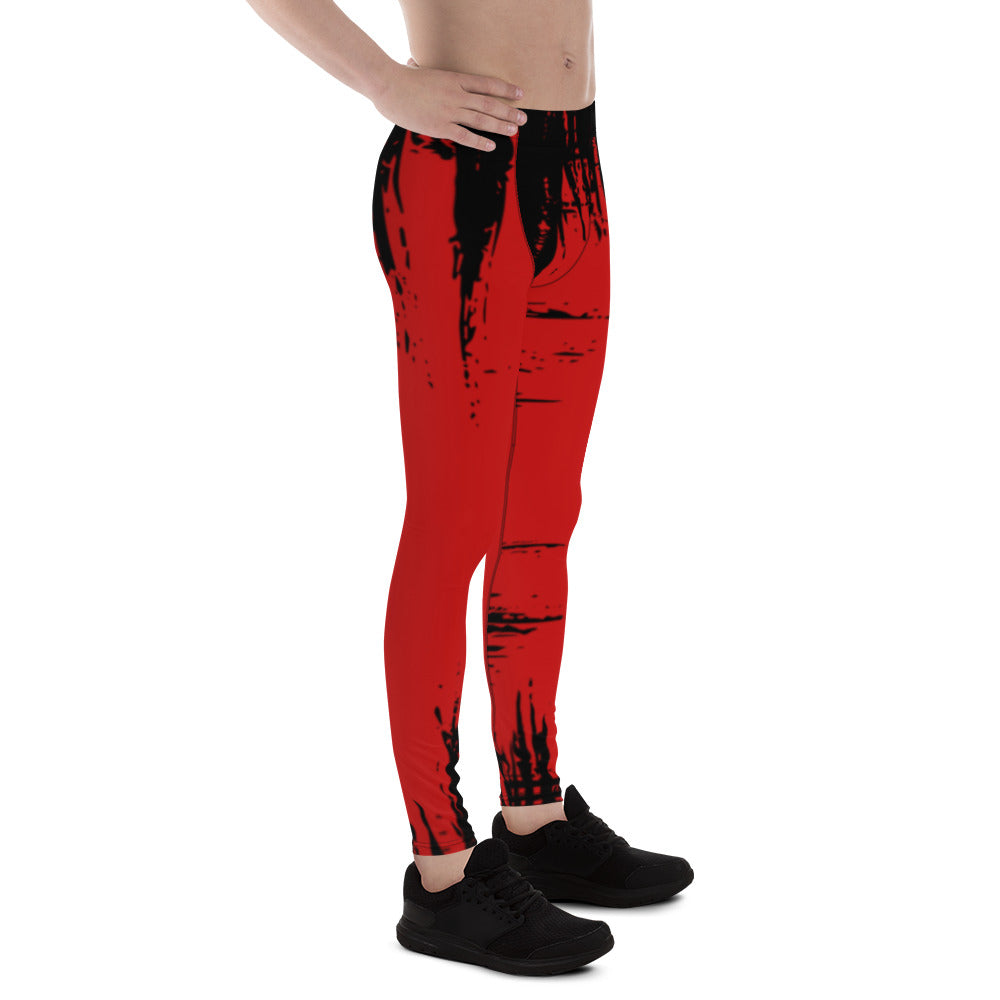 Red Black Print Meggings | Men's Leggings