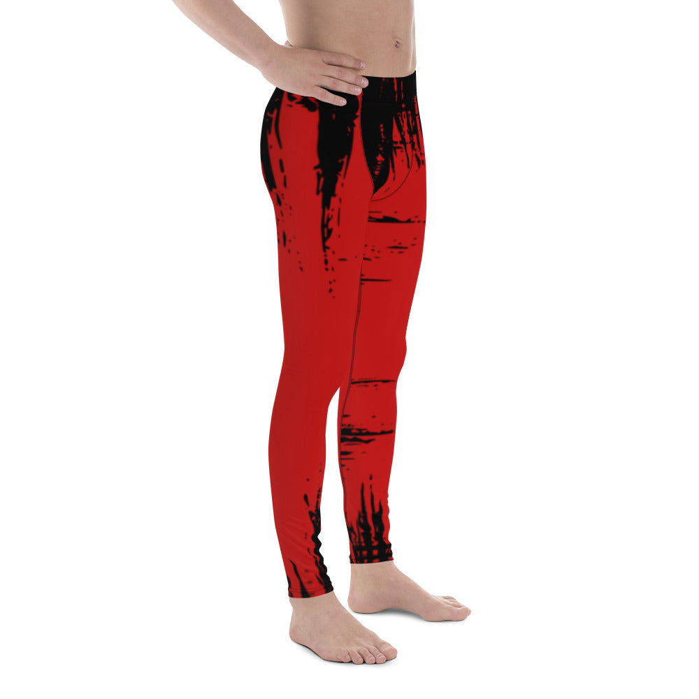 Red Black Print Meggings | Men's Leggings