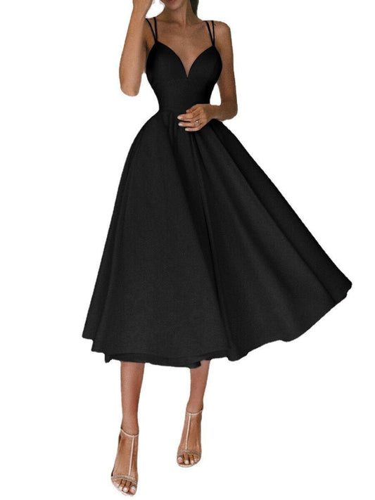 Baddie Little Black Dress | Cocktail Dress | Party Dress | Women's multicolored suspender sexy large hem dress - Mighty Lifestyle