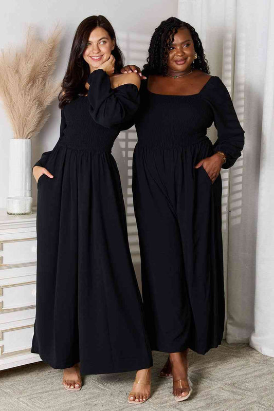 Beauty Trend Double Take Square Neck Jumpsuit with Pockets - Mighty Lifestyle