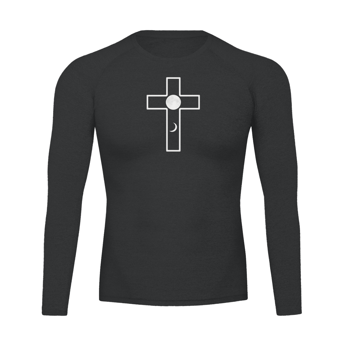 Cross Moon Phase Faith Based Long Sleeve Performance T-shirt