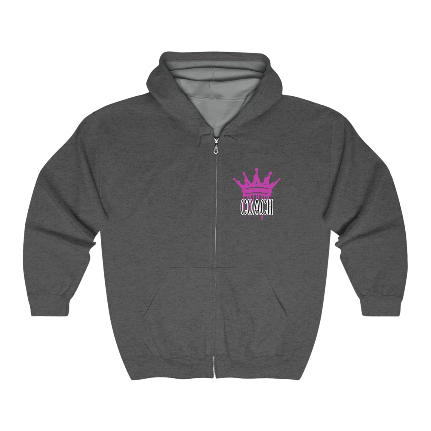 Coach Crown | Hoodie for Coaches | King Coach | Best Coach | Top Coach | Elite Coach | Heavy Blend™ Full Zip Hooded Sweatshirt Mighty Lifestyle Basketball - Mighty Lifestyle