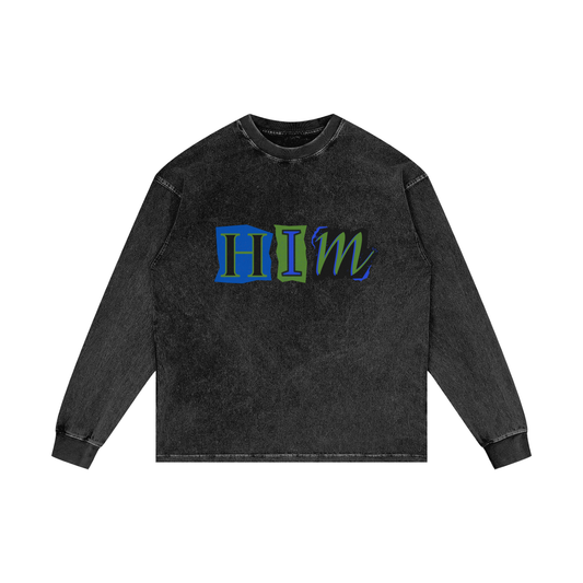 HIM Acid Wash Oversize Long Sleeve T-Shirt
