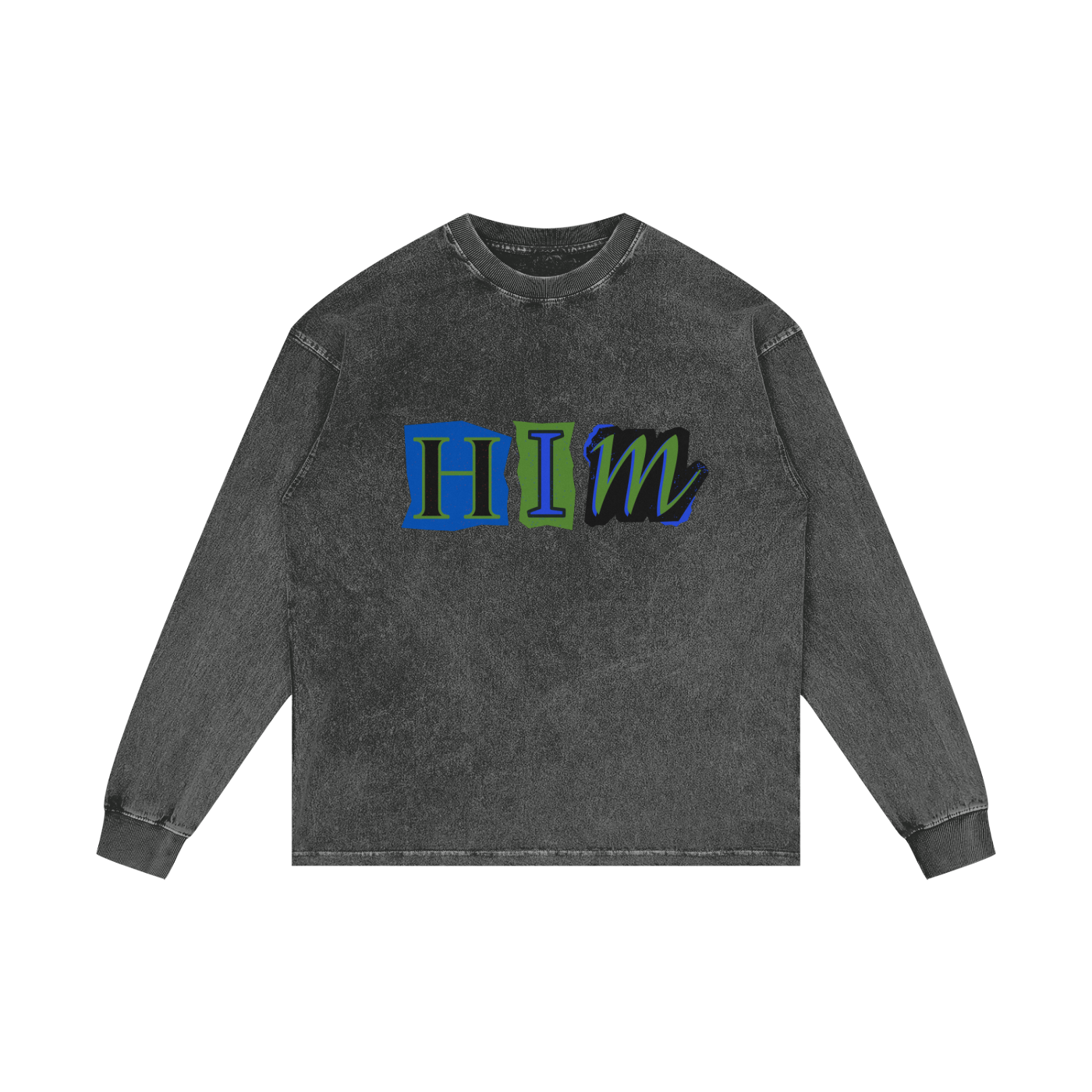HIM Acid Wash Oversize Long Sleeve T-Shirt
