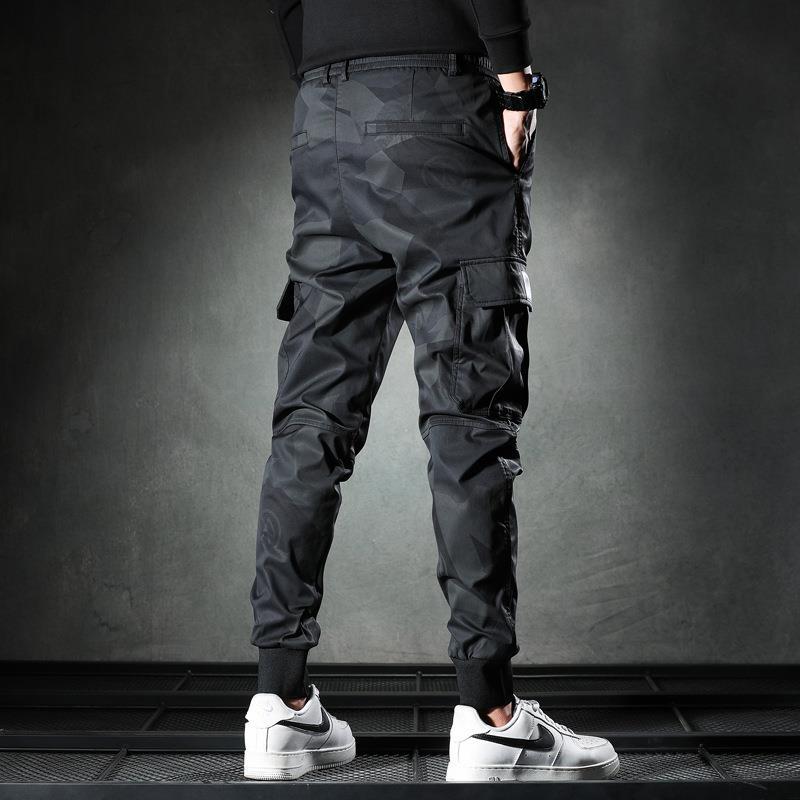 Men’s thin camouflage casual pants men's fashion brand 2021 new slim-fit elastic waist corset cargo long pants