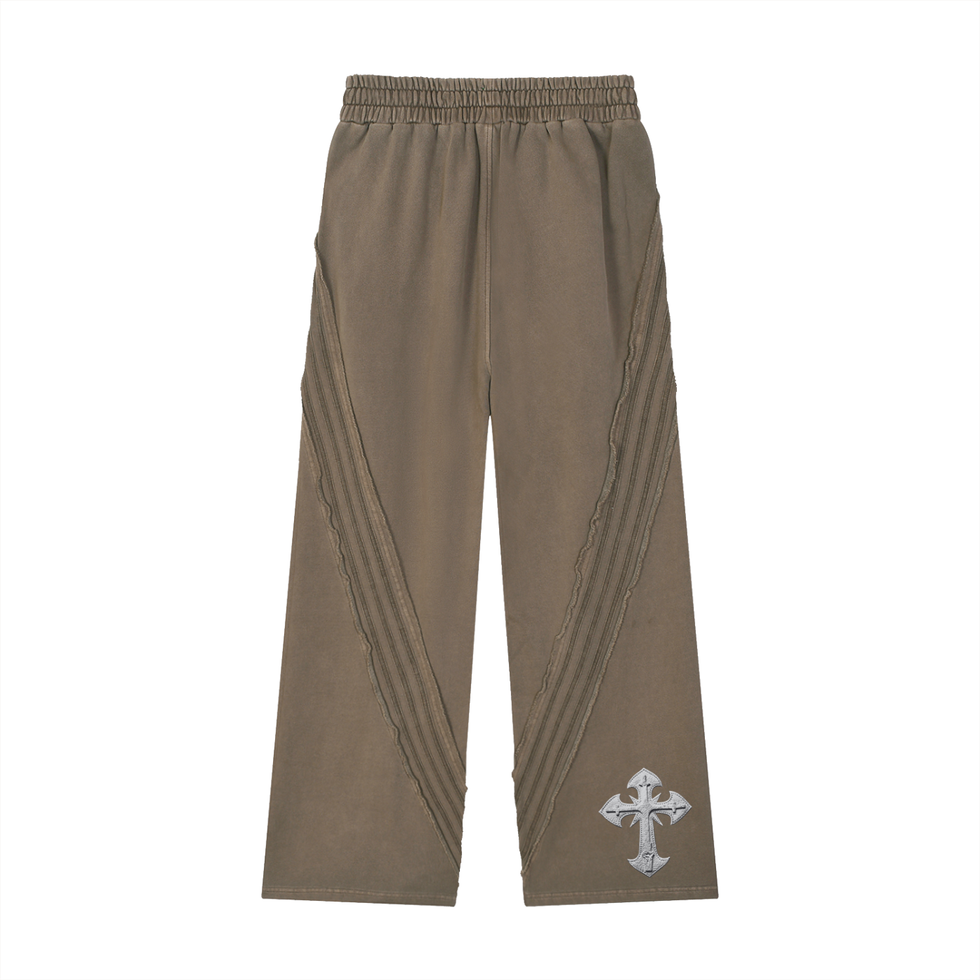 Crowned Angel Snow Washed Raw Edge Sweatpants – Heavyweight 100% Cotton Streetwear Pants with Tape Detail, Loose Fit Unisex Joggers | Crowned Angel Snow Washed Tape Raw Edge Sweatpants