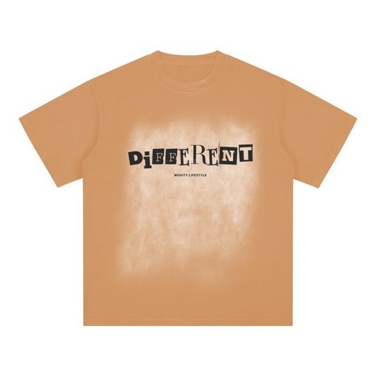 DIFFERENT Square Patch Monkey Washed Drop Shoulder T-Shirt - Mighty Lifestyle