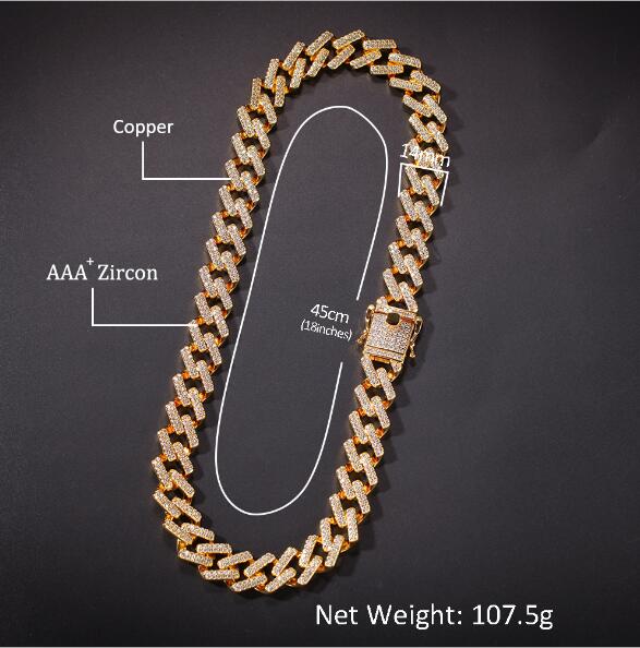 Distinguished Gentlemen | 14mm Cubic Zircon Prong Cubans Link Necklace Gold Silver Plated Luxury Copper Micro Paved CZ Cuban Chain 16/18/20/22/24inch - Mighty Lifestyle