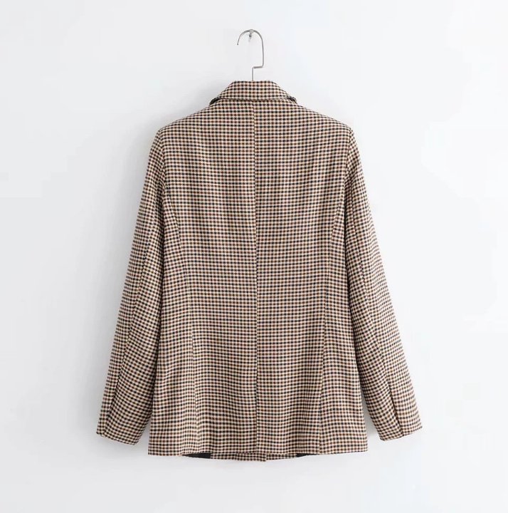 Dorothy Blazer | Double breasted short plaid women blazer Long sleeve pocket tweed ladies blazer Winter jacket office suit female - Mighty Lifestyle