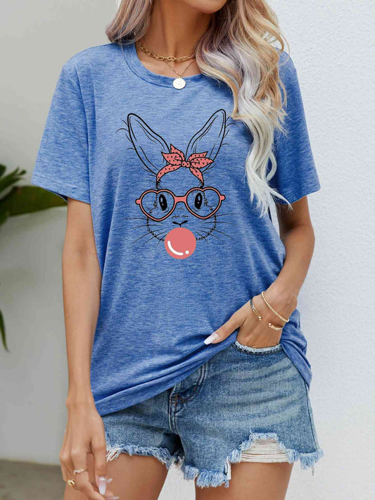 Easter Bunny Graphic Round Neck T-Shirt - Mighty Lifestyle